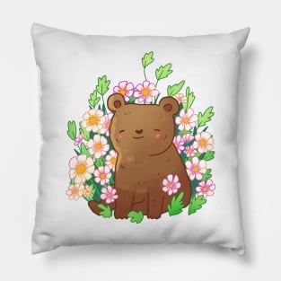 Cute bear with flowers Pillow