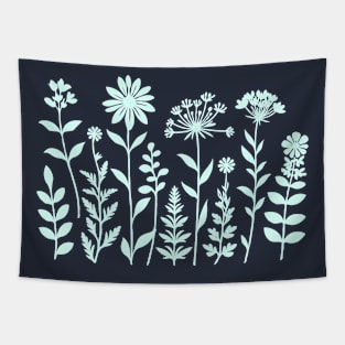 Ethereal Floral Silhouettes Tapestry