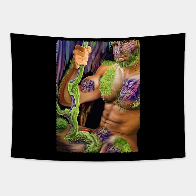 Sexy Male Torso Intertwined With Nature Tapestry by egcreations