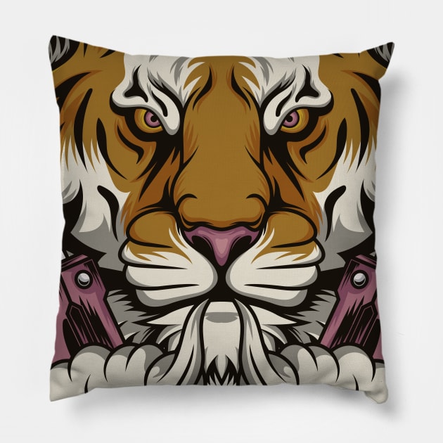 Wild tiger the e cig hunter Pillow by JagatKreasi