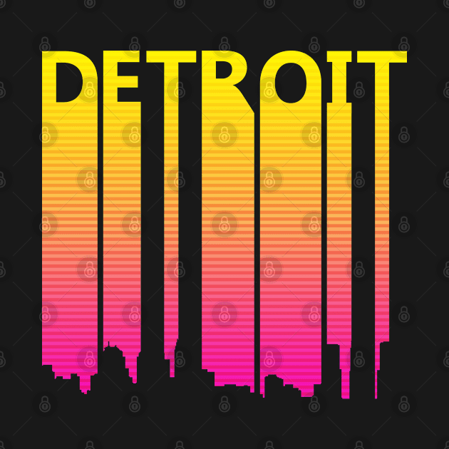 Retro 1980s Detroit Skyline by GWENT