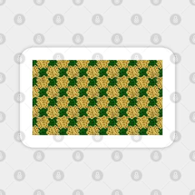 Floral checkerboard in Green and Yellow Magnet by JJLosh