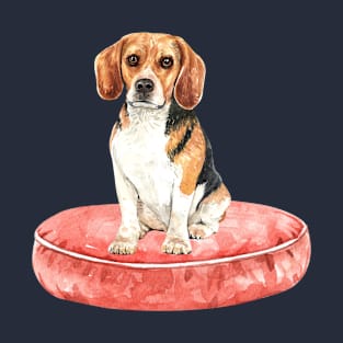 Cute Beagle on a Red Bed T-Shirt