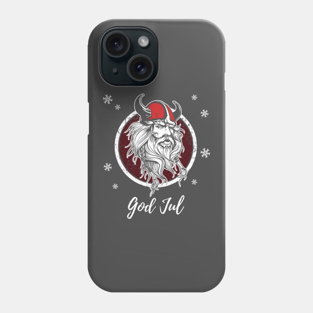 God Jul Merry Christmas Norway Sweden Viking Warrior Norse Nordic Xmas Shirt Phone Case by stearman