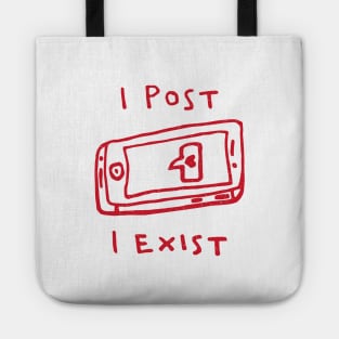 I POST, I EXIST (RED) Tote