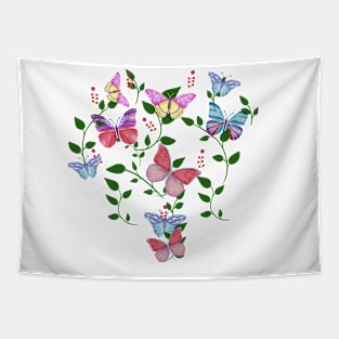 Sweet, colorful butterflies on a blue background. Great for home decor or clothing. Tapestry