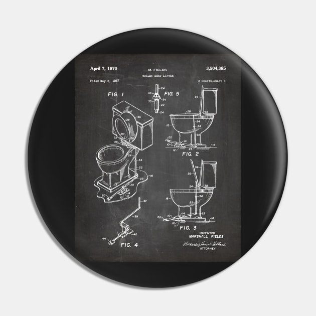 Toilet Seat Patent - Housewarming Bathroom Art - Black Chalkboard Pin by patentpress