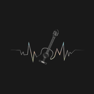 Retro Guitar Shirt, Heartbeat Line , Guitar Lover, Gift for Guitarist, Rock Band T-Shirt