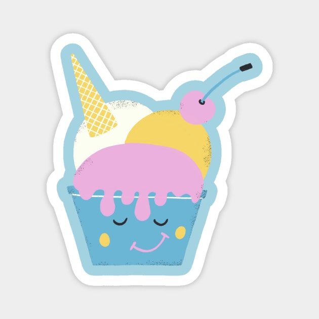 Cute Ice Cream with Cherry Magnet by nataliaoro