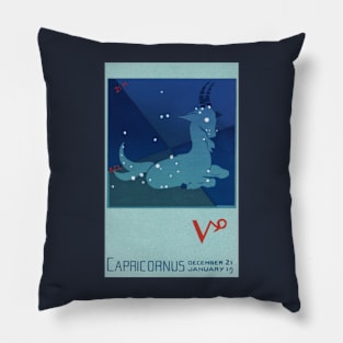 Capricorn the Goat, Vintage Signs of the Zodiac Pillow