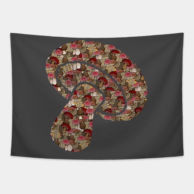 Mushroom Morel Oyster Turkey Tail Hunter Forager Foraging Tapestry by GraviTeeGraphics