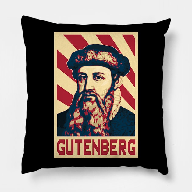 Johannes Gutenberg Retro Pillow by Nerd_art