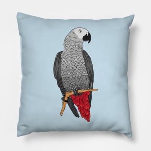 African grey parrot cartoon illustration Pillow