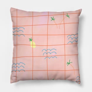 Palm Trees Grid Pillow