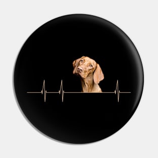 Funny Dog Heartbeat for Viszla Dog Lovers Pin