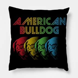 Cool Retro Groovy American Bulldog Pillow