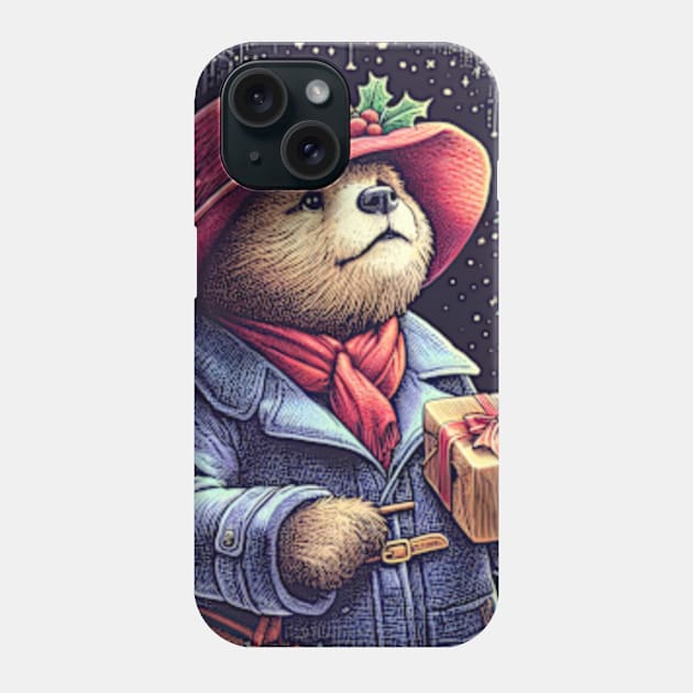 Charm and Cheer: Festive Paddington Bear Christmas Art Prints for a Whimsical Holiday Celebration! Phone Case by insaneLEDP