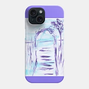 Landscape and arch. Encaustic, art decoration, sketch Phone Case