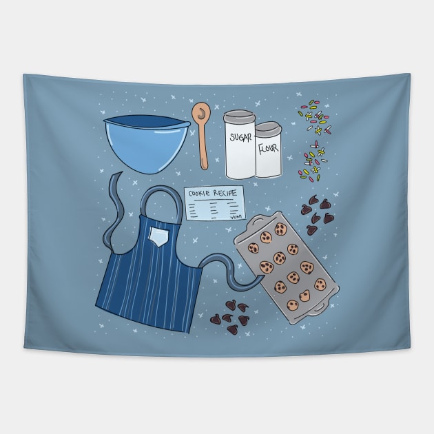 Holiday Baking, Winter theme cute baking cookies scene. Tapestry by Angel Dawn Design