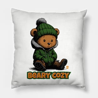 Beary Cozy Teddy Graphic Tee for Kids | Cute Cartoon Bear Pillow