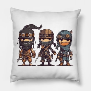 Three Steampunk Ninjas Pillow