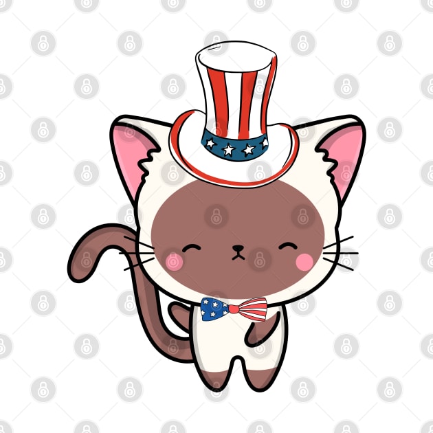 Funny white cat is ready for independence day by Pet Station