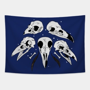 Bird skulls with feathers Tapestry