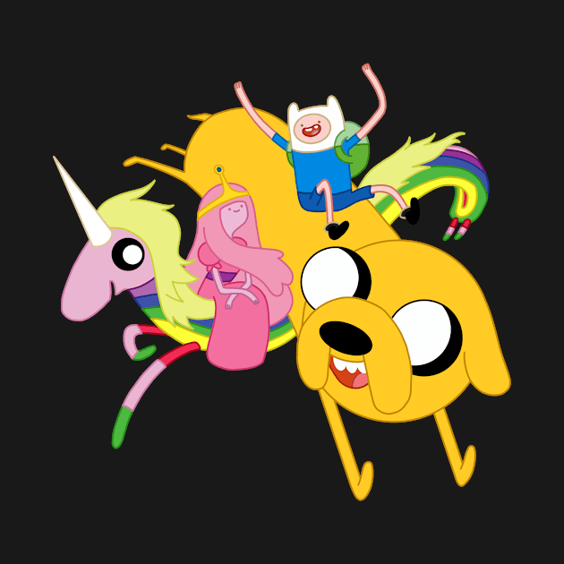 Finn, Jake, Princess Bubblegum and Lady Rainicorn by maxtrology