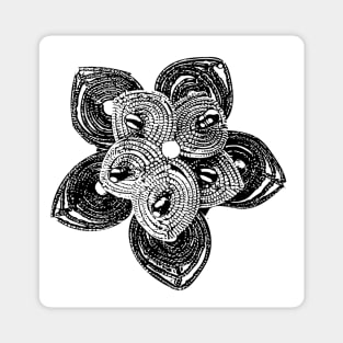 Striking beaded black and white floral work Magnet