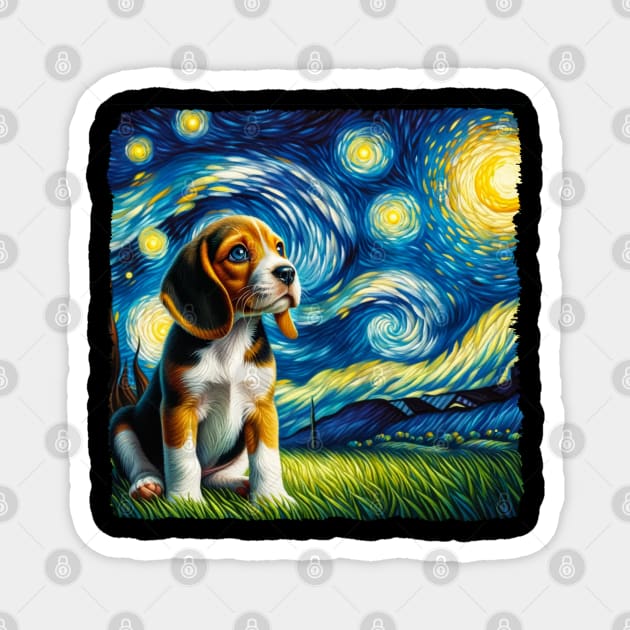 Starry Beagle Portrait - Dog Portrait Magnet by starry_night