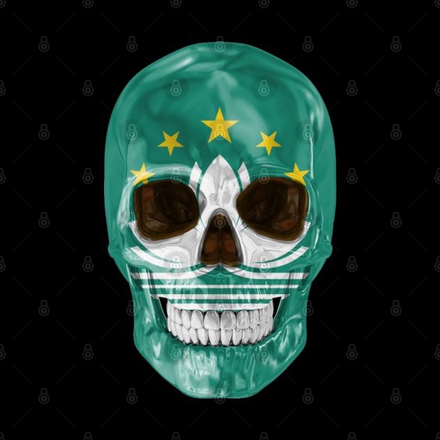 Macau Flag Skull - Gift for Macanese With Roots From Macau by Country Flags