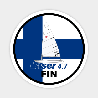 laser class sailboat on flag Finland Magnet