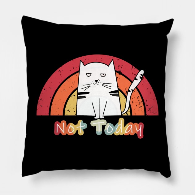 Lazy Cat Not Today Pillow by Ray E Scruggs