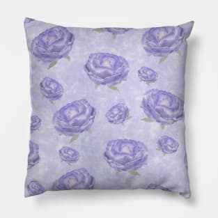 Watercolour purple peonies flowery pattern Pillow