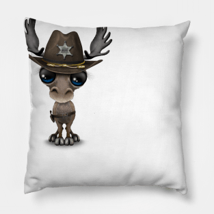 Cute Baby Moose Sheriff Pillow