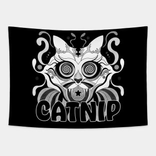 Psychedelic Catnip Black and White Tapestry