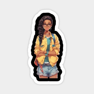 Nerd Black Schoolgirl Magnet