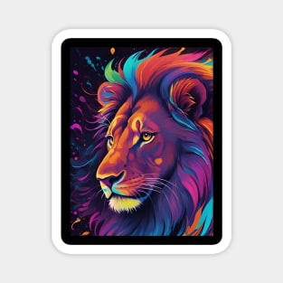 Colourful Lion Head Close Up Magnet