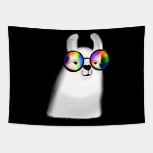 Llama with rainbow glasses Tapestry