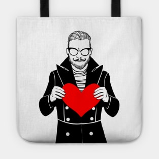 Brutal guy holding heart Tote