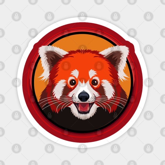 Red Panda Circle Magnet by Peppermint Narwhal