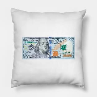 100 Dollar Bill Pixelated Pillow