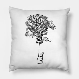 Big Balloon Charcoal Drawing Pillow