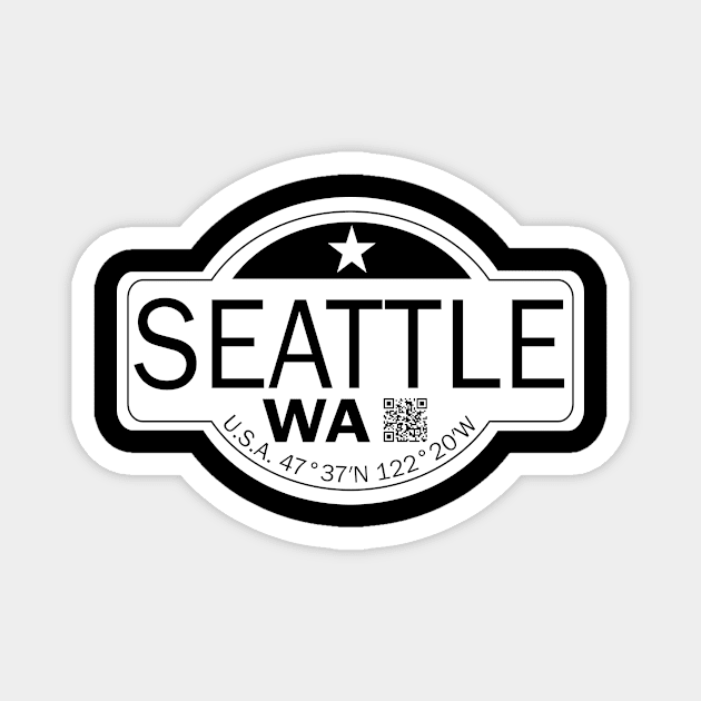 New Vintage Travel Location Qr Seattle WA Magnet by SimonSay