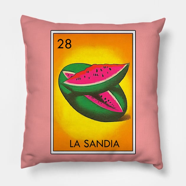 Loteria La Sandia Mexican Icon Pillow by Cabezon