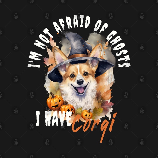 Corgi Dog Ghost Guardian Vintage Halloween Funny by Sniffist Gang