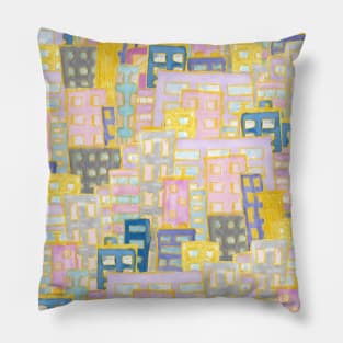 Quirky Pink City Scape Pillow