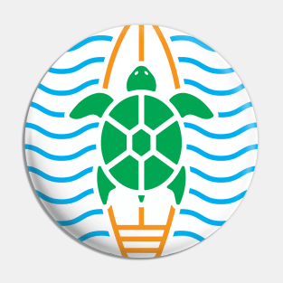 TURTLE SURFING (COLOR) Pin