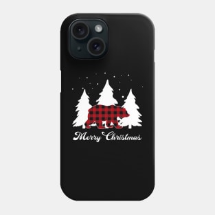 Red Buffalo Plaid Bear Matching Family Christmas Pajama Phone Case