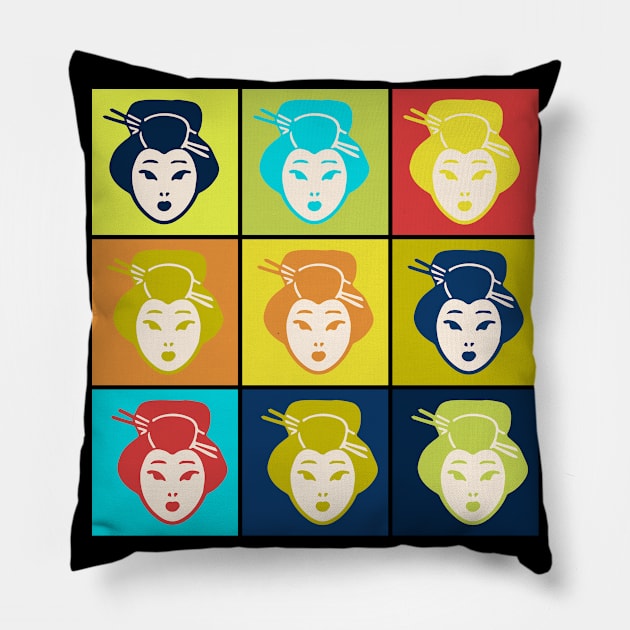 Japanese Geisha Urban Asian Woman Pop Art 432 Pillow by dvongart